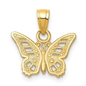 10k Yellow Genuine Gold Butterfly Necklace Charm Pendant